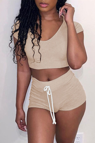 Apricot Casual Living Solid Basic O Neck Two Pieces