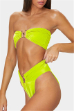 Yellow Fashion Sexy Solid Backless Swimwears