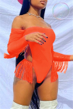 Black Fashion Sexy Solid Tassel Hollowed Out Swimwears
