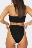 Black Fashion Sexy Solid Backless Swimwears