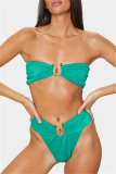 Green Fashion Sexy Solid Backless Swimwears