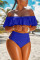 Blue Sexy Hollowed-out Blends Bikinis