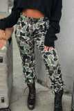 Camouflage Casual Print Camouflage Print Without Belt Regular Mid Waist Pencil Bottoms