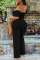 Black Casual Solid Backless Bateau Neck Regular Jumpsuits