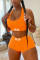 Orange Sexy Fashion Printed Shorts Sports Set