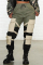 Army Green Fashion Casual Printing Stitching Trousers