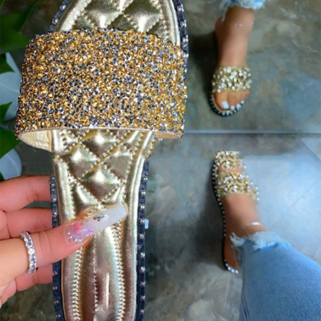 Gold Daily Hollowed Out Round Comfortable Shoes