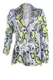 Green Sexy Fashion serpentine Print Long Sleeve V Neck Rompers