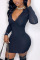 Black Sexy Solid Embroidered O Neck Pencil Skirt Dresses