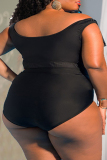 Black Sexy Printed High Waist Plus Size Swimsuit