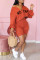 Orange Fashion Casual Letter Print Basic V Neck Long Sleeve Two Pieces