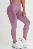 Rose Red Casual Sportswear Solid Basic Skinny High Waist Trousers