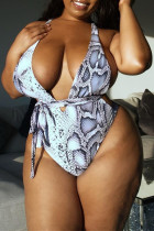 Multicolor Fashion Sexy Print Backless Swimwears