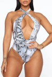 Zebra Fashion Sexy Print Backless Swimwears