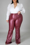 Black Fashion Casual Solid Basic Plus Size Trousers