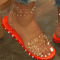 Orange Casual Rivets Round Out Door Shoes