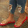 Red Casual Rivets Round Out Door Shoes