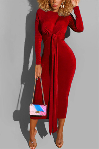 Blue Color Beading Flower Sexy One Shoulder Expose waist Mid Calf Bandage Dress Elegant Woman Evening Dress Cocktai Party Outfit