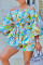 Multicolor Fashion Casual Floral Print Shorts Set