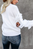 White Fashion Casual Tassel Long Sleeve Sweater