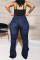 Deep Blue Fashion Casual Solid Basic Plus Size Jeans