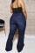 Deep Blue Fashion Casual Solid Basic Plus Size Jeans