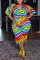 Multicolor Fashion Printing Short Sleeve Jumpsuit