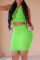 Fluorescent Green Sexy Casual Solid Hollowed Out Backless Halter Sleeveless Two Pieces