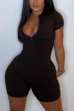 Black Sexy Solid Patchwork O Neck Regular Jumpsuits