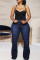 Deep Blue Fashion Casual Solid Basic Plus Size Jeans