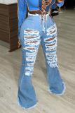 Blue Street Solid Ripped Plus Size jeans