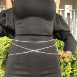 Silver Fashion Rhinestone Waist Chain