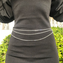 Silver Fashion Rhinestone Waist Chain