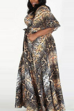 Multicolor Fashion Casual Printed Plus Size Dress