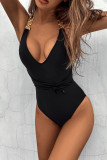 Red Fashion Sexy Solid Patchwork Backless Swimwears