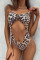 Leopard Print Fashion Sexy Leopard Print Hollowed Out Backless Swimwears
