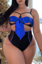 Blue Fashion Sexy Patchwork Hollowed Out Lingerie