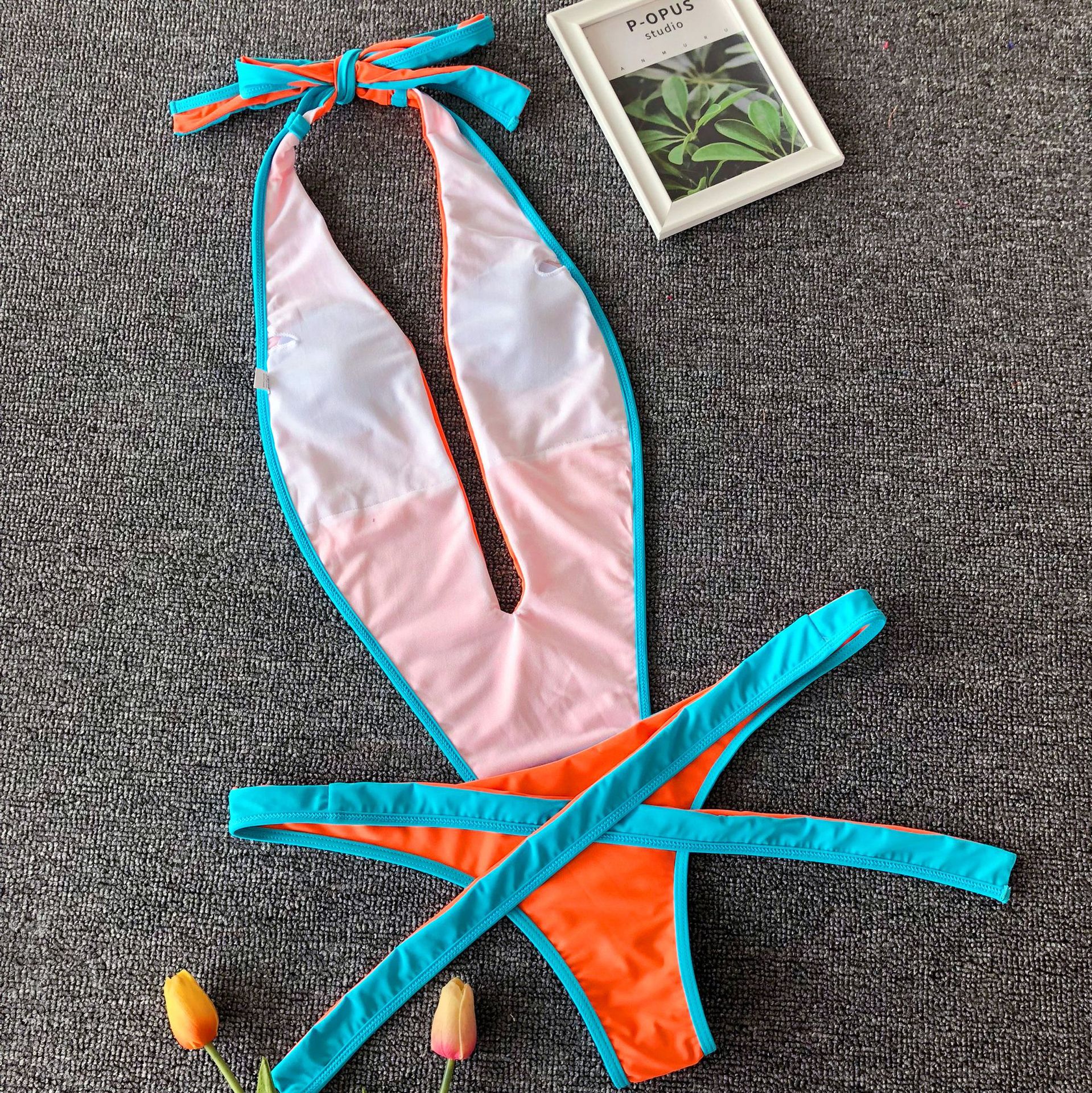 Sexy Fashion Orange One Piece Swimsuit 