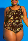 Black Fashion Sexy Plus Size One Piece Swimsuit