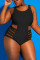 Black Fashion Sexy Plus Size One Piece Swimsuit