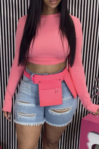 Pink Fashion Sexy Long Sleeve Sports Top