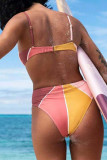 Multicolor Fashion Sexy Patchwork Backless Swimwears