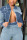 Baby Blue Fashion Casual Long-sleeved Short Denim Jacket