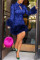 Dark Blue Fashion Sexy Print Long Sleeve Dress