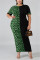 Green Fashion Casual Leopard Short Sleeve Dress