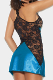 Lake Blue Fashion Sexy Patchwork Solid See-through Lingerie