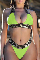 Green Euramerican Printed Two-piece Swimwear