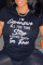 Black Casual Letter Print Basic O Neck Tops