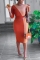 Orange Fashion Patchwork Lace Sleeves Dress