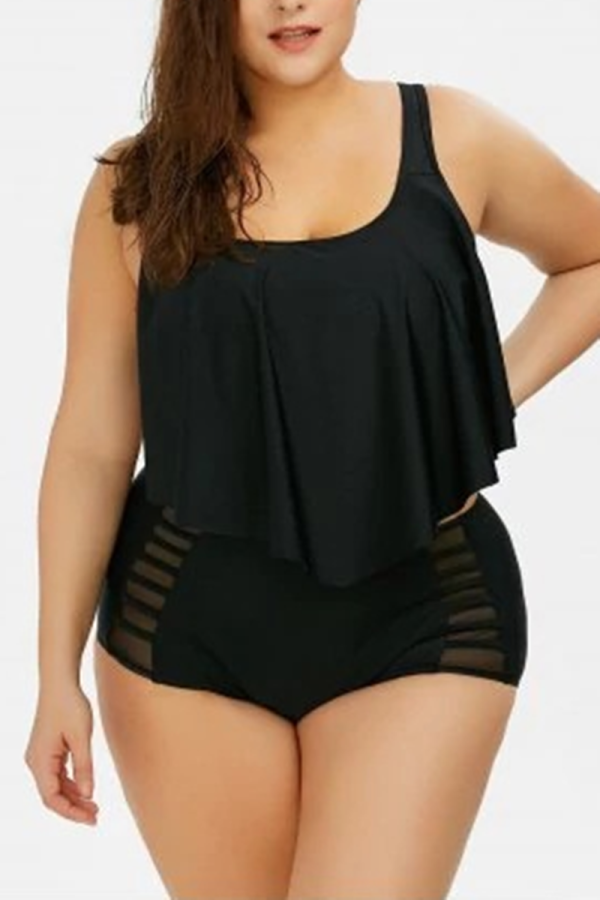 Black Sexy Fashion Plus Size Swimsuit Set